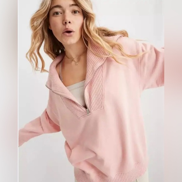 aerie Tops - Aerie Down-To-Earth Quarter Zip Sweatshirt